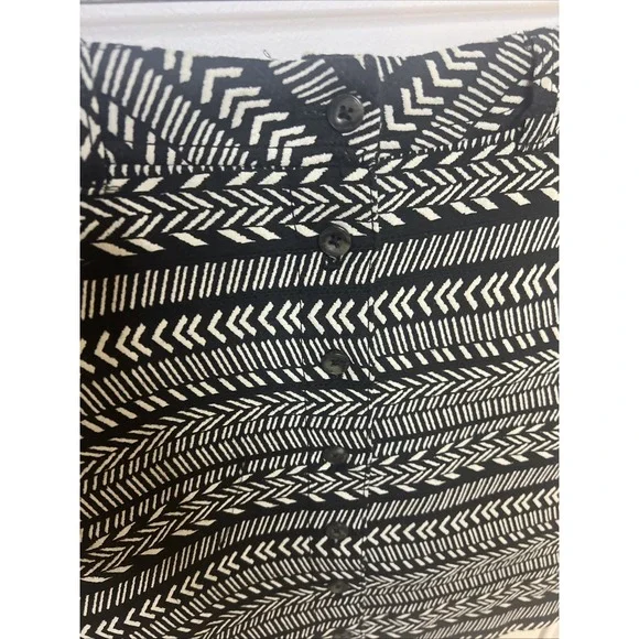 Maeve Anthropologie Black White Geometric Tribal Button Front Mini Skirt 4 boho - Picture 1 of 6